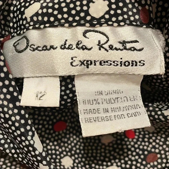Oscar de la Renta Vintage Abstract Polka Dot Turtleneck Top Women Blouse Size 12 - Picture 7 of 7
